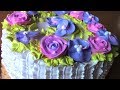 Кремовый торт с цветами,Как украсить торт белковым кремом.Cake Basket With Flowers