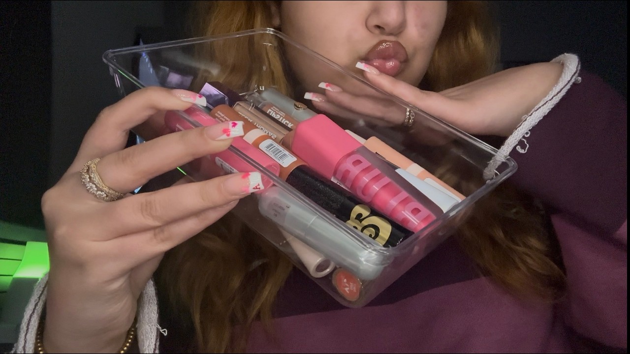 ASMR | Lipstick Tapping & Swatching Sounds (Soft Whispering)