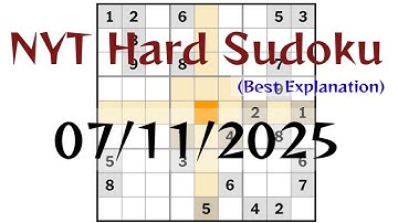 Today (07/11/2025) NYT Hard Sudoku Walkthrough 😊 | The New York USA Singapore UAE UK Hard Sudoku