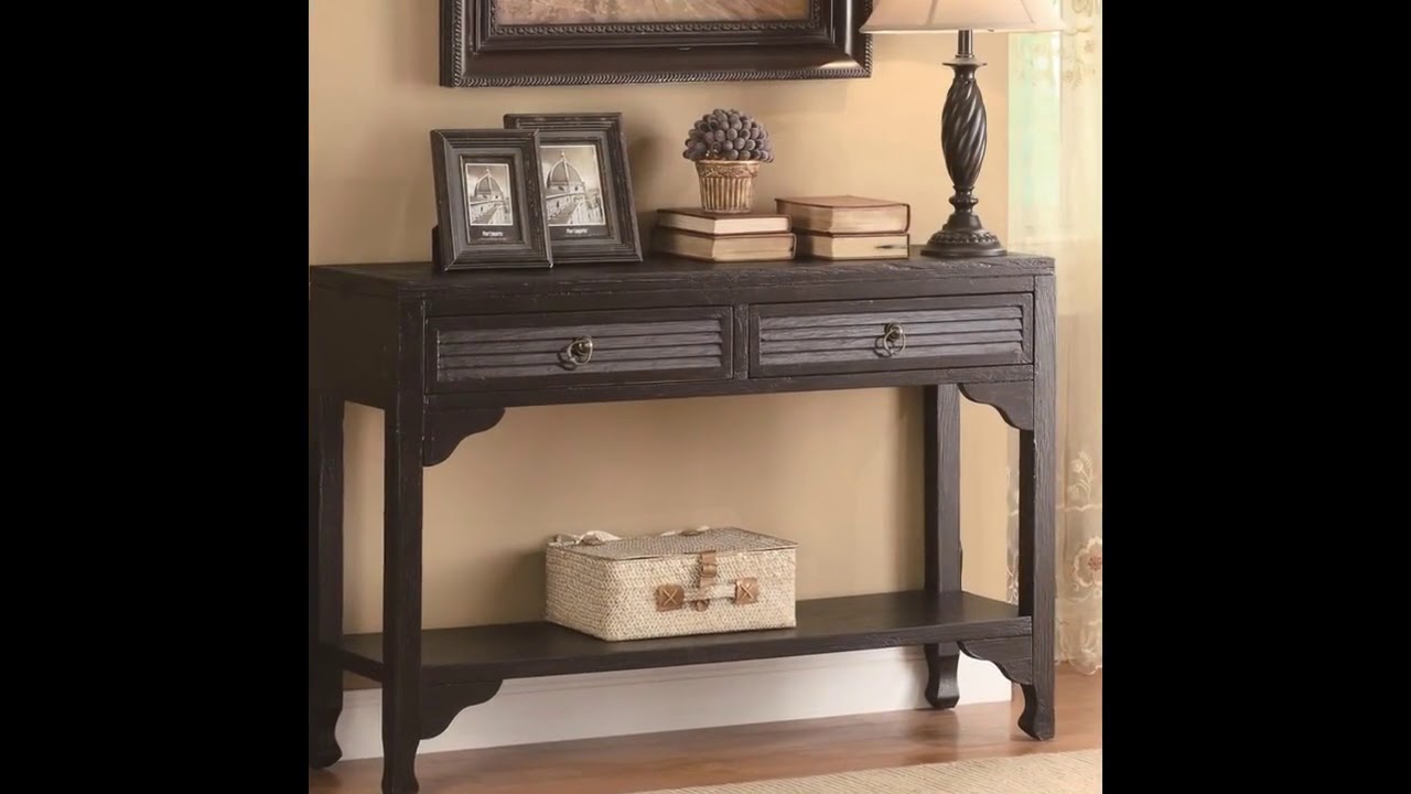 espresso brown wood console table YouTube