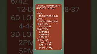 Full 9PM LOTTO DRAW RESULTS AUGUST 15,2026. News
