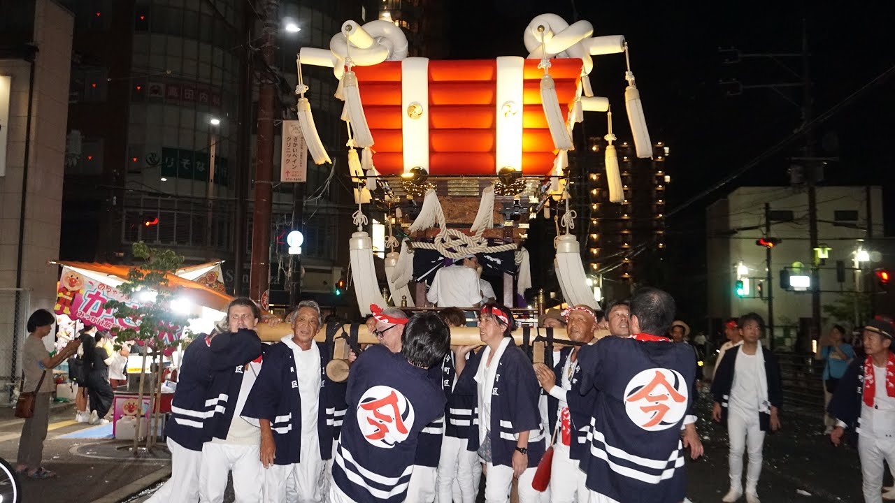 令和5年 今町 太鼓台差し上げ 柏原黒田神社夏祭り だんじり祭 - YouTube