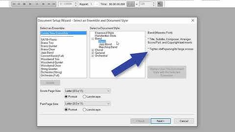 Setting up an Instrumental Score - Templates and Set Up Wizard