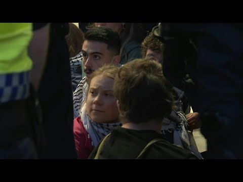 Police surround Greta Thunberg and fellow protesters in Malmo during Eurovision final | AFP