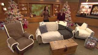 Sure Fit Reversible Faux Suede/Sherpa Sofa Furniture Cover w/Pockets with Albany Irvin