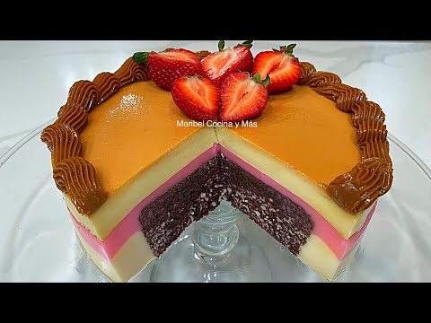FLAN GELATINA PASTEL DE CHOCOLATE GELATINA 3 LECHES POSTRE 3 En 1 EL MEJOR