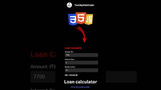 Day 18: How To Build a Modern Loan Calculator UI Using HTML, CSS & JavaScript (For Beginner)