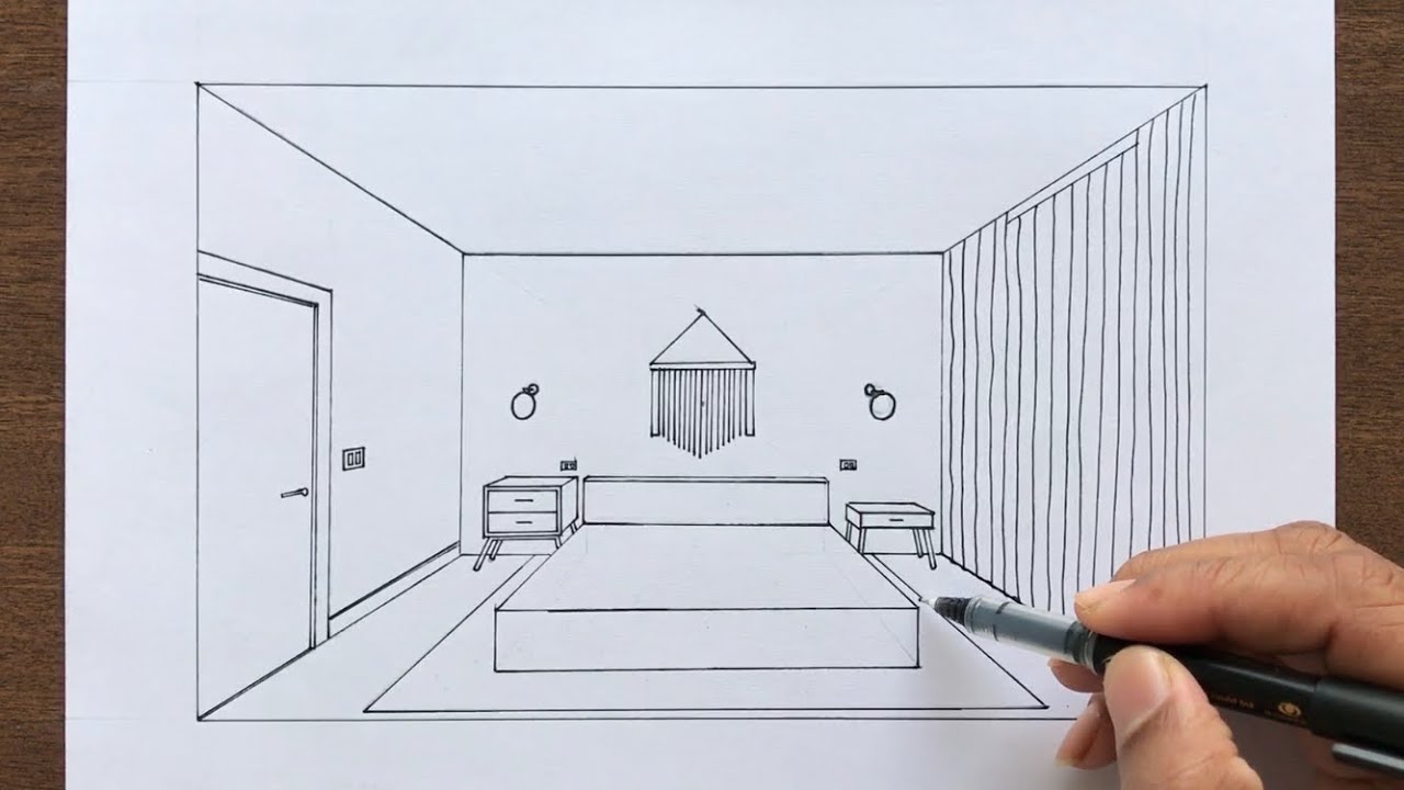 How To Draw A Bedroom In Two Point Perspective How To Draw A Simple