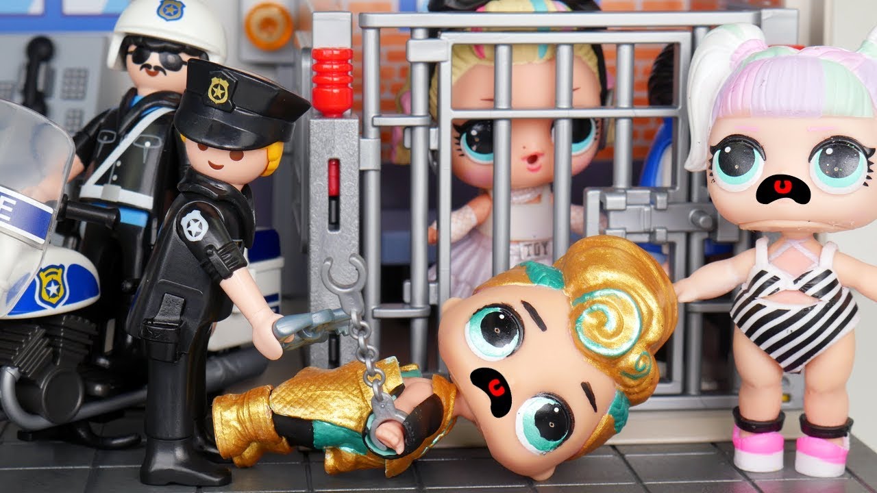 LOL Surprise Dolls Stopped by Playmobil Police | Toy Egg Videos - YouTube