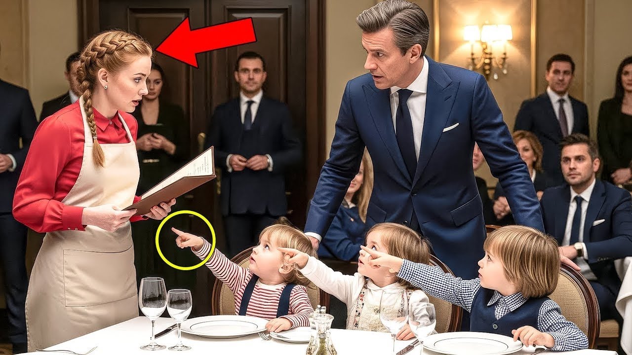 Os trigêmeos do bilionário falaram: "MÃE!"... E apontaram para a garçonete, chocando a todos!
