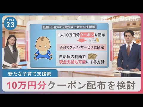 新たな子育て支援策　10万円分クーポン配布を検討　街では「ありがたい」の一方で「義務教育が終わるまでの支援を」の声｜TBS NEWS DIG