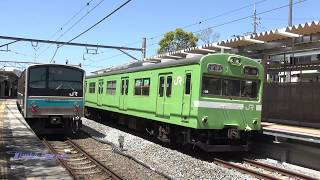 奈良線桃山駅の新2番ホームと103系電車（NS409編成）　19.4.20