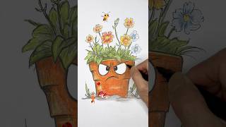 🎨😠🪴How to Draw a Cute Grumpy Flower Pot🌸 #shorts #trending #trendingshorts #shortsvideo #viral