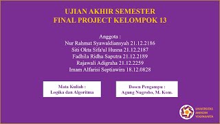 PENJELASAN KODE PROGRAM DAN DEMO APLIKASI FINAL PROJECT KELOMPOK 13