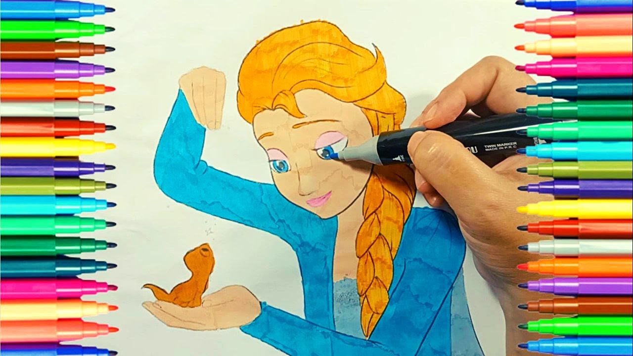 COLORING DISNEY FROZEN | How to Coloring Disney Frozen | Princess Elsa ...