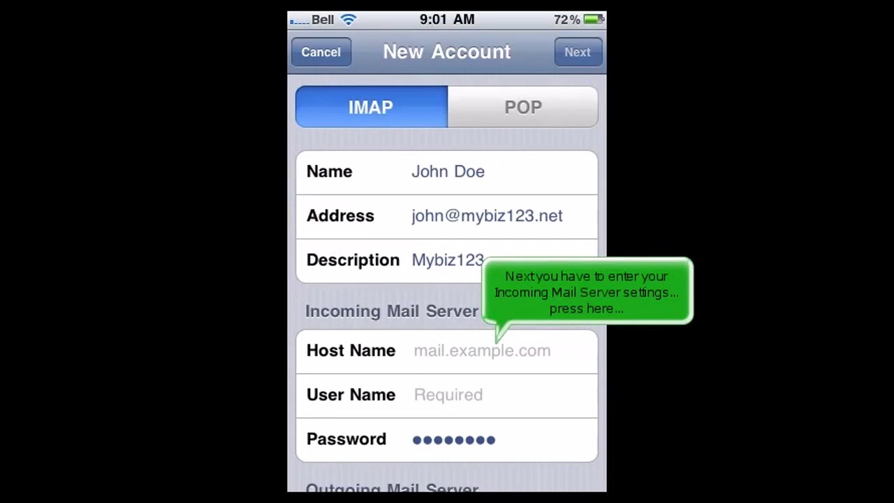 how to set up imap on ios 7