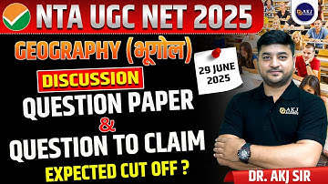 Question Paper Discussion | 29 June 2025 | NTA UGC NET | By AKJ Sir