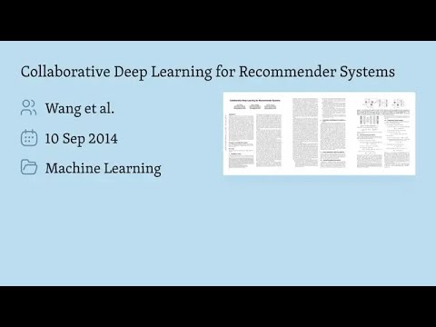 Collaborative Deep Learning for Recommender Systems - YouTube