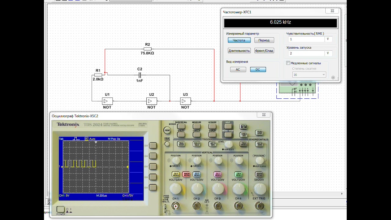 Генератор прямоугольных импульсов на логических элементах в Multisim 14 ...