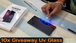 Samsung Note 10 plus UV Tempered Glass installation & 10x Giveaway
