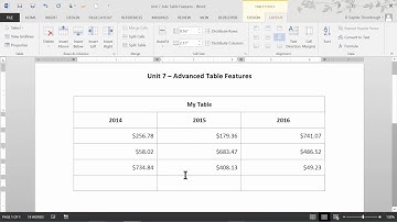 Advanced Table Features in Word 2013