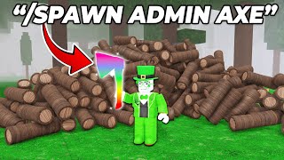 Using ADMIN AXE for INFINITE RESOURCES in 99 Nights in the Forest!