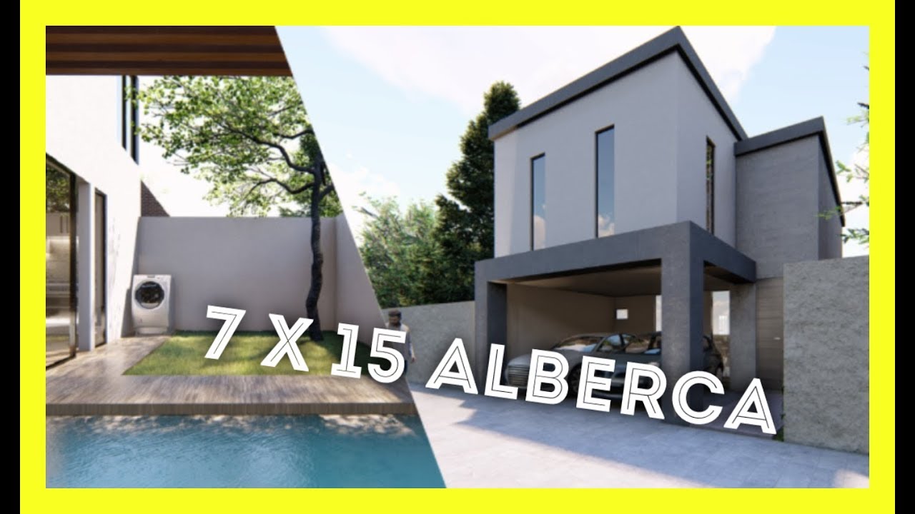 PLANO DE CASA 7M X 15M CON ALBERCA #arquitectura #planosdecasas  #fachadasdecasas #design #sobrado - YouTube