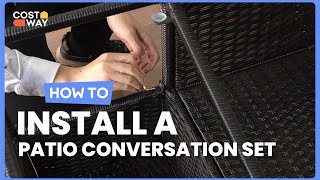 How to Install the Rattan Patio Conversation Set Cushioned | HW68786 #costway #howto