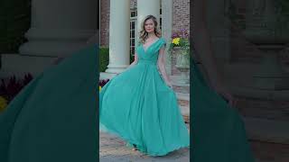 Marsoni by Colors M251-1 - Chiffon A-Line Gown with Gathered Sleeves