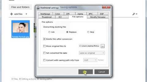 Delete original files after conversion with reaConverter