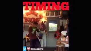 Duran Boxing gym training on the 12" Aqua Head Hunter