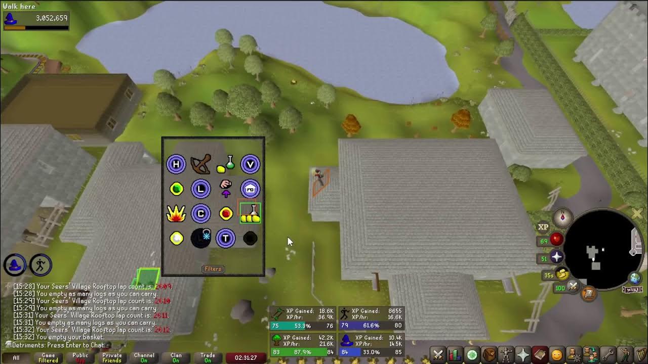 Agility Fletching and Woodcutting at Seers Village + Clues and