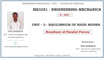ME3351 - Engineering Mechanics|Unit 2 - Lec 1(Part - 2) | Resultant of Parallel Force | Civil Tutor