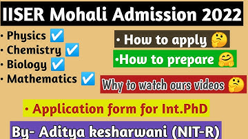 IISER Mohali admission for Int Phd 2022