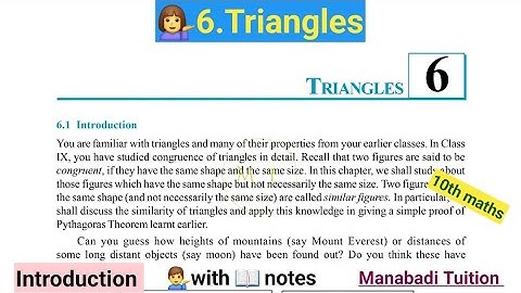 10th class |math| Chapter 6|💁‍♂️ Triangles| 💁‍♀️Introduction |CBSE|NCERT|