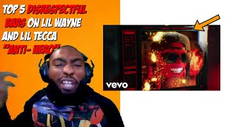 Lil Wayne, Lil Tecca - Anti-Hero | Top 5 DISRESPECTFUL Bars (First Time Reaction)