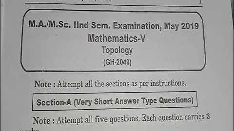 M.A/M.Sc 2nd Sem.Mathematics (Topology) 2019 CCS UNIVERSITY