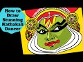 How to Draw Kathakali dancer face | Amazing kathakali drawing for Onam festival @funwax