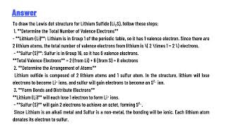 Draw the Lewis dot structure for Li2S