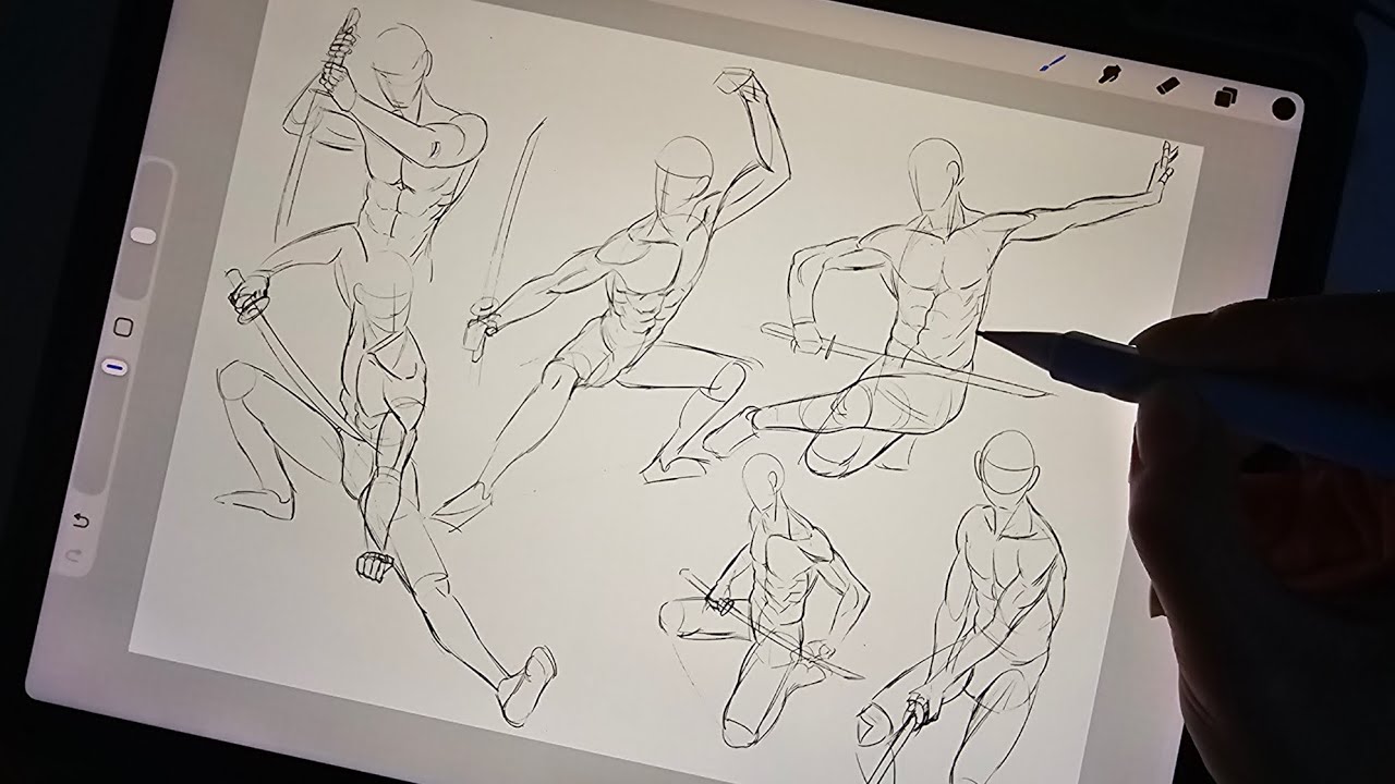 Pro Session Drawing Simple Daily drawing session ️ Anatomy study poses || Drawing sound - YouTube