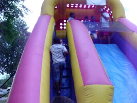 John and Landen going down the slide