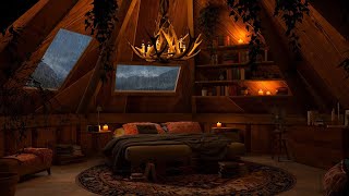 Rainy Cozy Cabin Ambience  Gentle Night Rain & Thunder Sounds