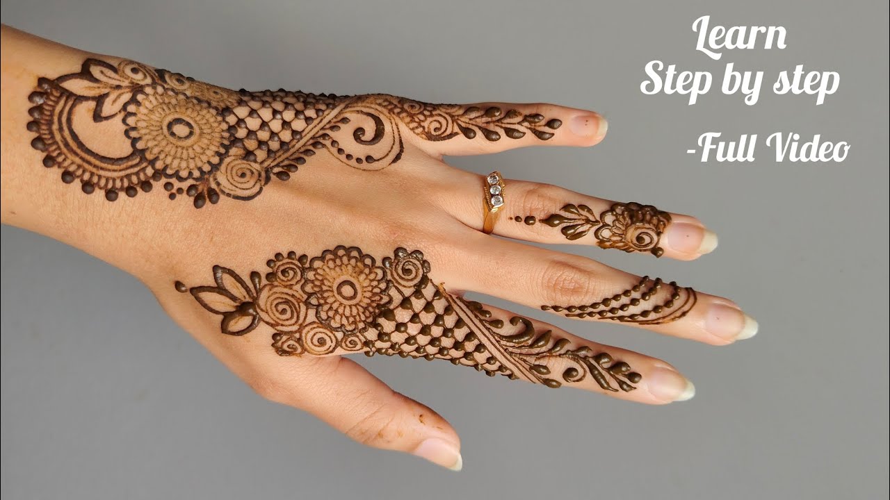 Beautiful Mehandi Design || Slow Video for Beginners|| Anyone can draw 