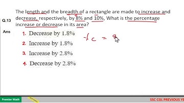 The length and the breadth of a rectangle are made to increase and decrease, respectively, by 8% and