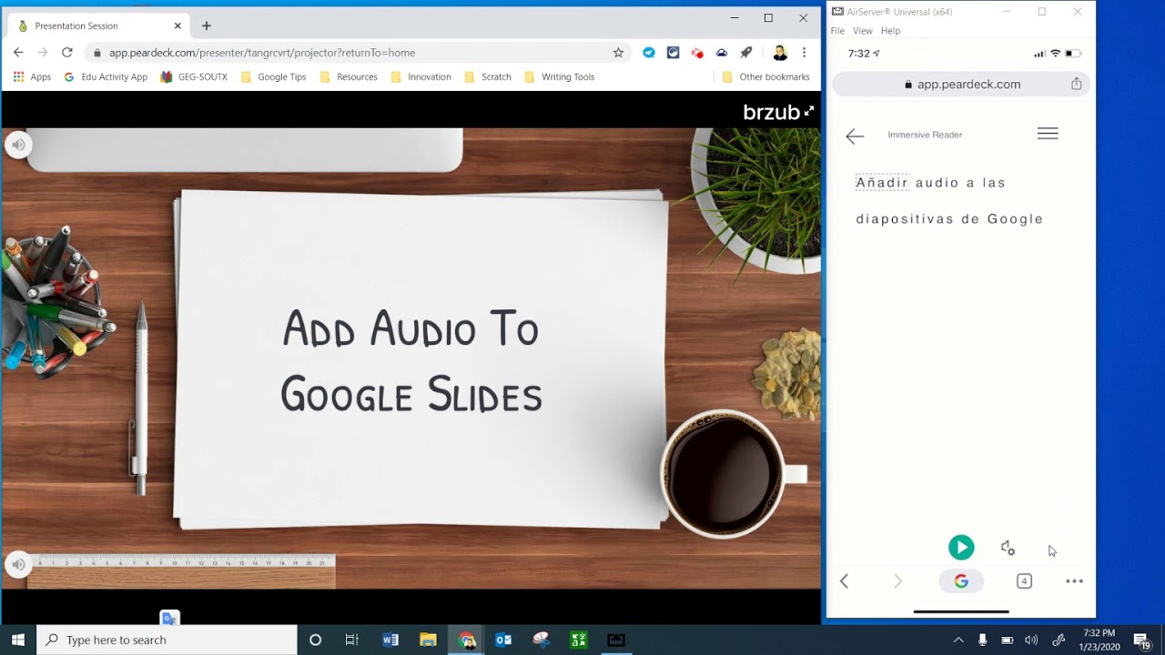 Immersive Reader in Pear Deck YouTube