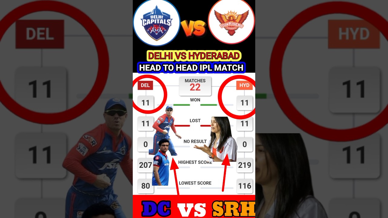 DC VS SRH ipl head to head match 