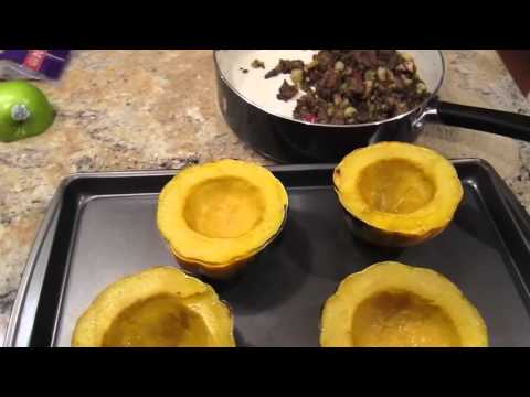 Acorn squash stuffed with sausage and apple