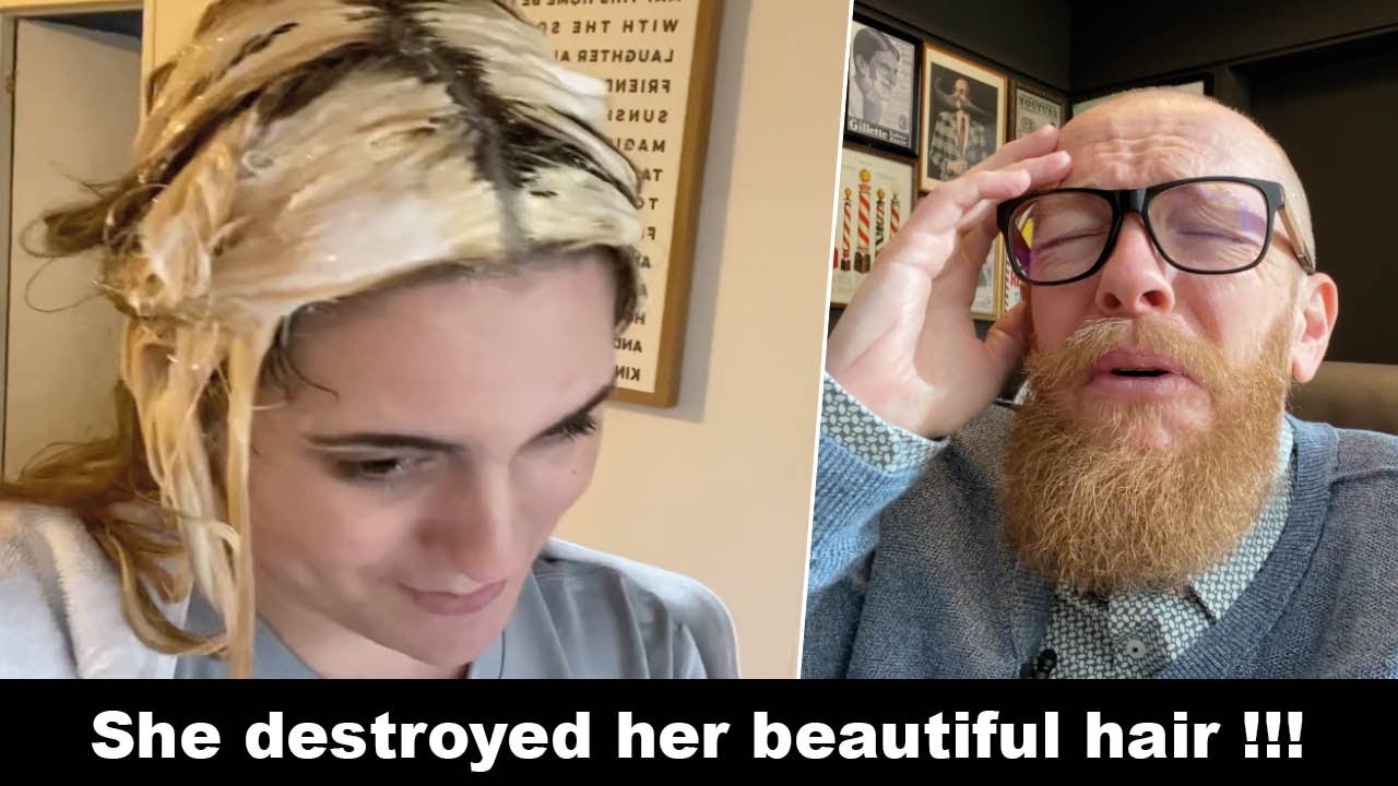 She destroyed her beautiful hair !!! Hairdresser reacts to hair fails 