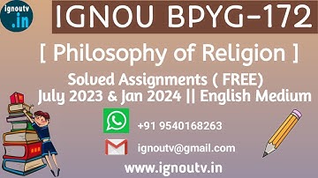 IGNOU BPYG-172 Solved Assignment July 2023 & Jan 2024 [FREE] || IGNOU BAG || IGNOU TV || IGNOU ||