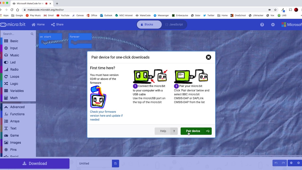 Pairing micro:bit with Chrome - YouTube